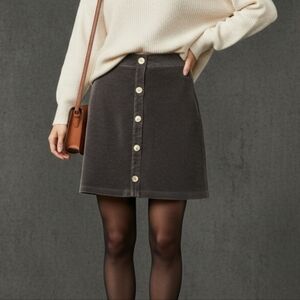 Wallflower Corduroy Mini Pull On Skirt Black Button Medium